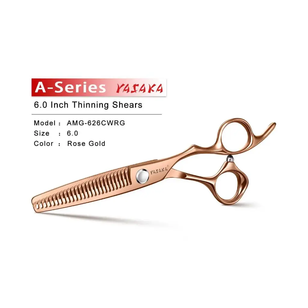 YASAKA High-end 6" Hair Cutting Thinning Scissors with 26 Teeth Sharp Blade, Thinning Shears Crafted From Cobalt Steel,Ultra Sharp & Straight Convex Blade,Ideal For Men Women Salon& Home,Gold