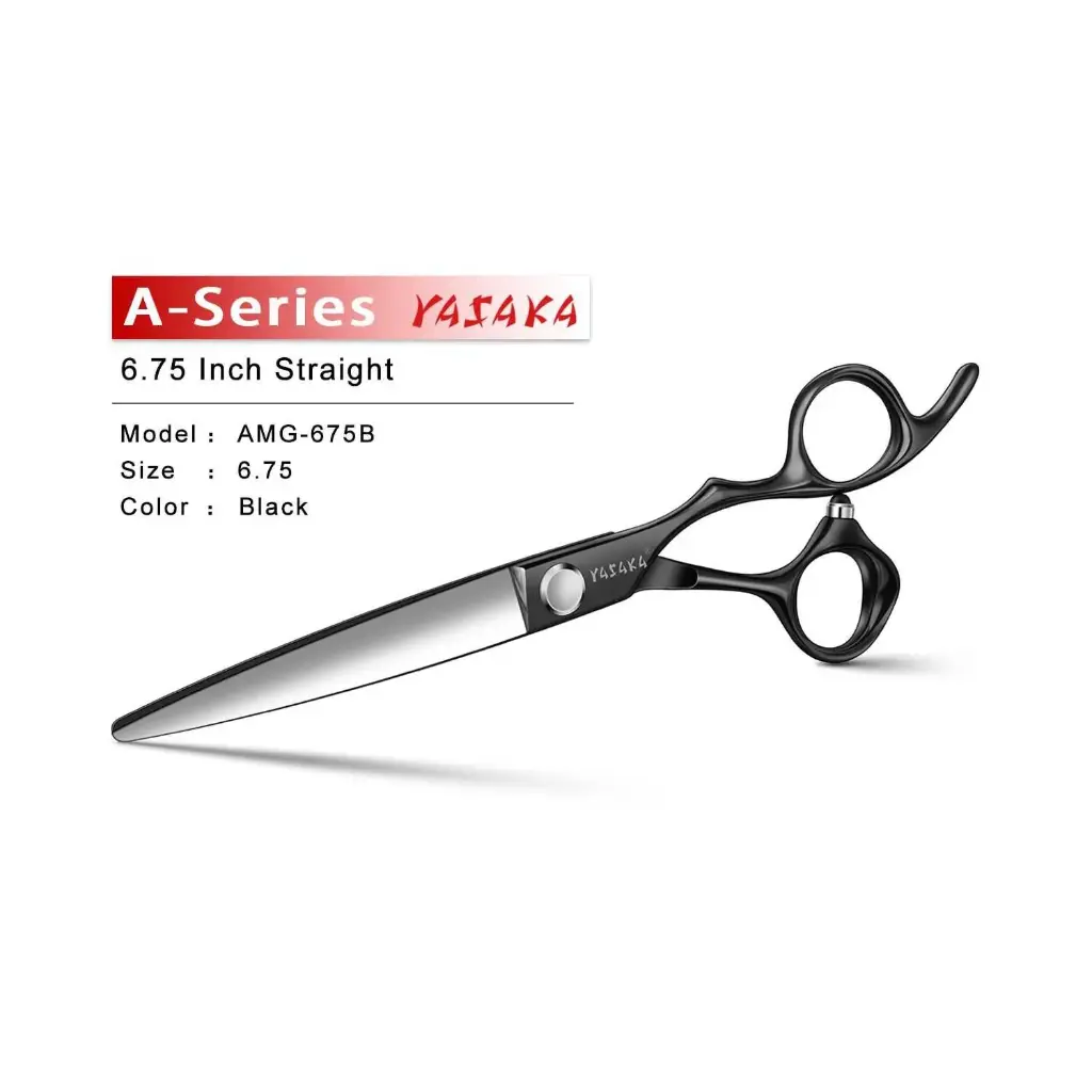 YASAKA High-end Hair Cutting Scissors 6.75" Cobalt Steel Sharp Convex Edge, Barber Scissors for Precision Cutting,Ultra Sharp & Straight Convex Blade,Hair Shears For Salon Stylists & Home Use,Black