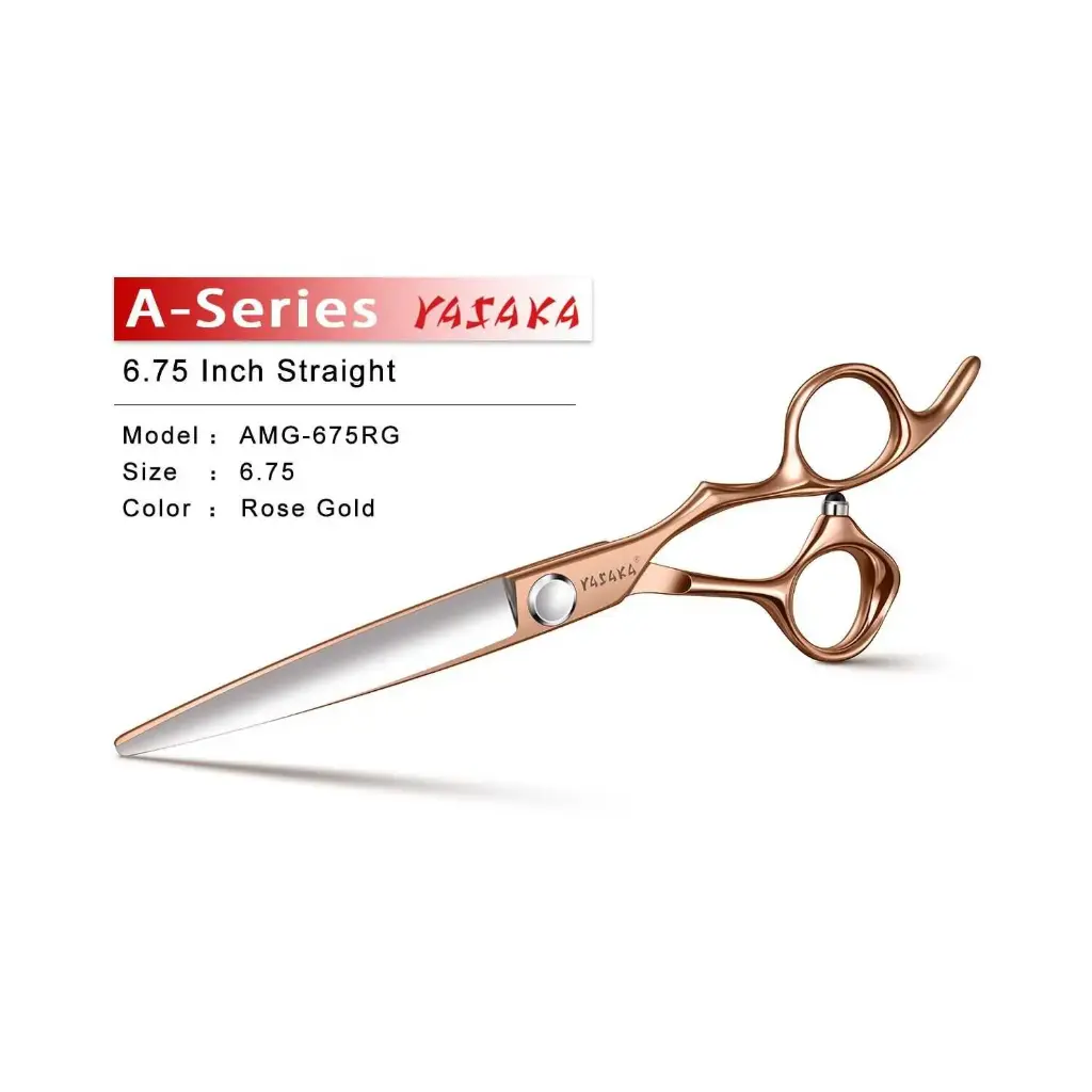 YASAKA High-end Hair Cutting Scissors 6.75" Cobalt Steel Sharp Convex Edge, Barber Scissors for Precision Cutting,Ultra Sharp & Straight Convex Blade,Hair Shears For Salon Stylists & Home Use,Gold