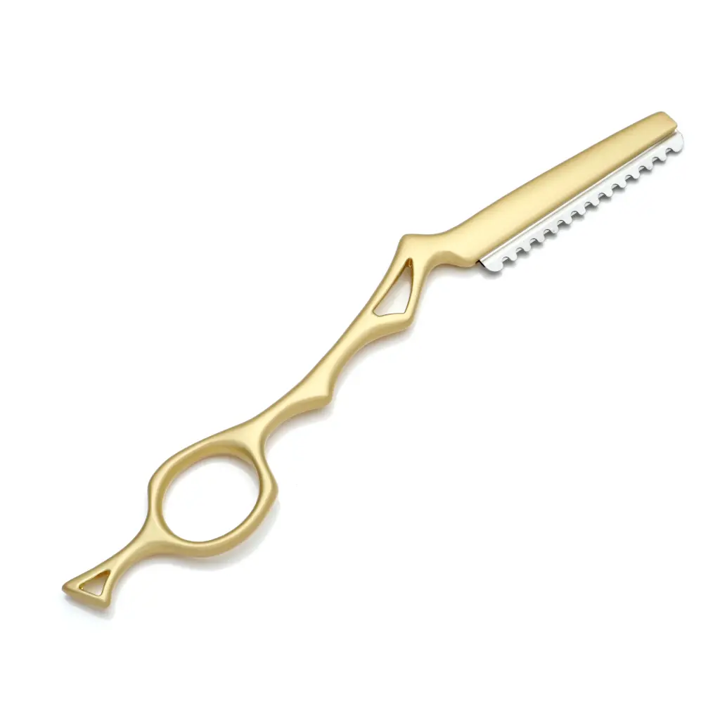 YASAKA High-end Hair Razors For Cutting Hair 6.9", Stainless Steel Hair Thinning Styling cutting Razor with Replacement Extremely Sharp Blades for Salon & Home -11PCS Gold